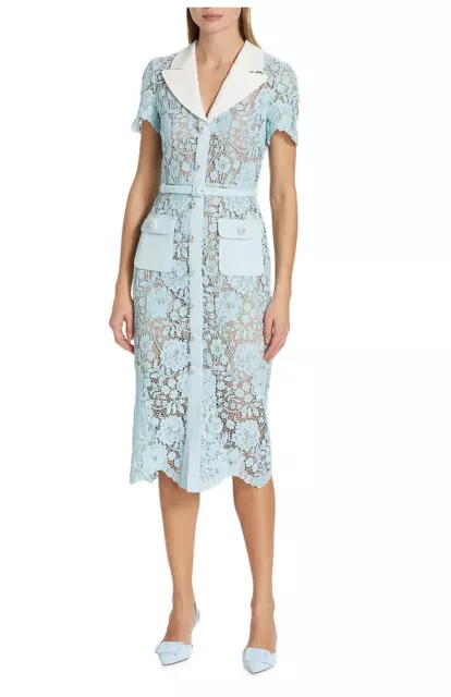 SELF-PORTRAIT Cord Lace Belted Midi-Dress Size US2 UK6 Orig. $580 NEW