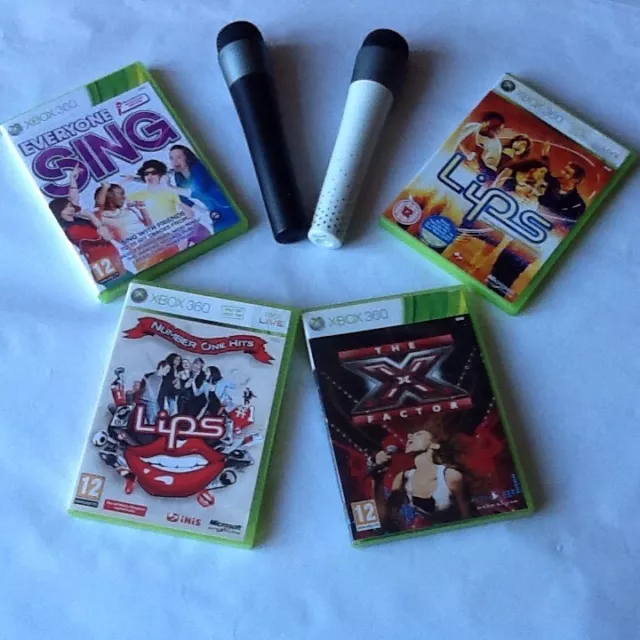 Lips & Lips No1 Hits. Everyone Sing.x Factor.360 jeux Xbox & 2 micros sans fil