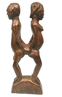 Art Africain - Ancien Couple Baoulé - Sculpture ViIlageoise 48 Cms Esthétisme ++