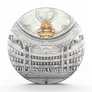 Palau 2014 10$ Famous Opera Crystal Paris Palais Garnier 2 Oz Silver Coin