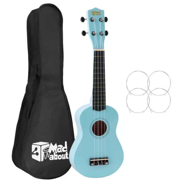 Mad About Soprano Beginners Ukulele with Bag, Pick & Carbon Strings - Light Blue