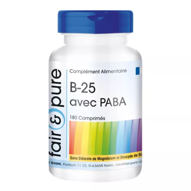 B-25 avec PABA - 180 comprimés de complexe de vitamines B | fair&pure