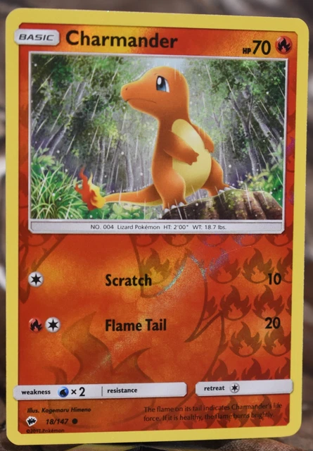 Charmander Pokemon TCG Card Reverse Holo Burning Shadows 18/147