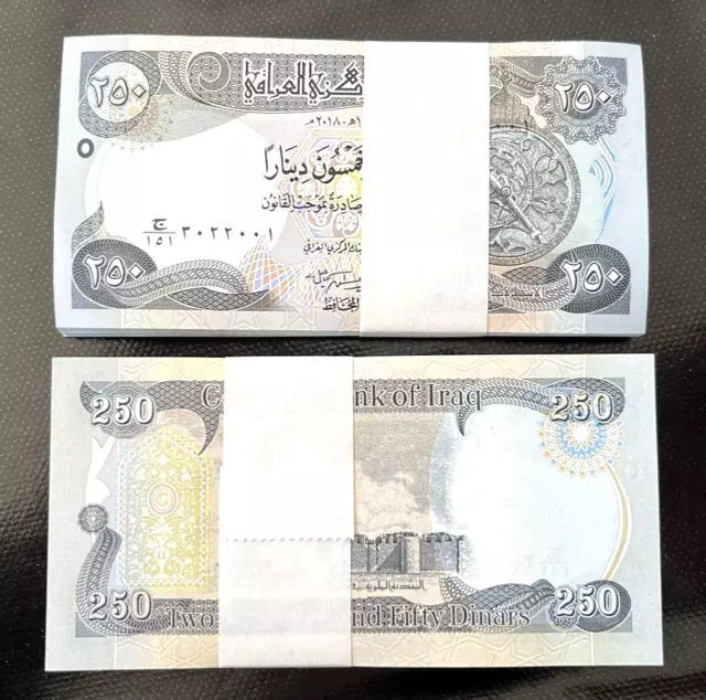 Iraq 250 Dinars 2020 P-New Bundle UNC FLAWLESS 25,000 IQD 25k New Iraqi Dinar