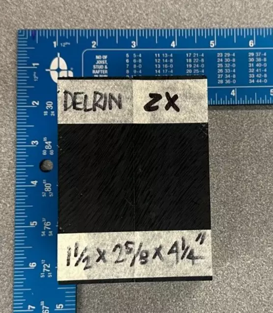 2pcs 1 1/2" DELRIN / ACETAL BLACK FLAT SHEET STOCK 1.50" x 2.625" x 4.25"
