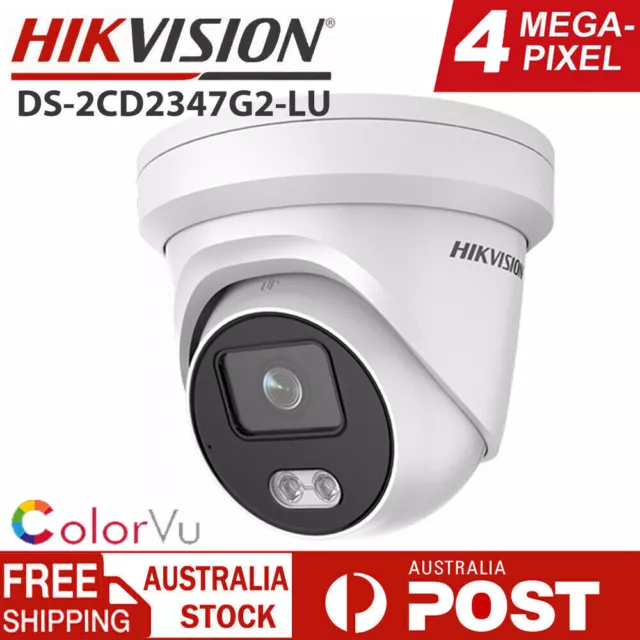 Hikvision Full-Color DS-2CD2347G2-LU 4MP IP Camera ColorVu & AcuSense Mic PoE US