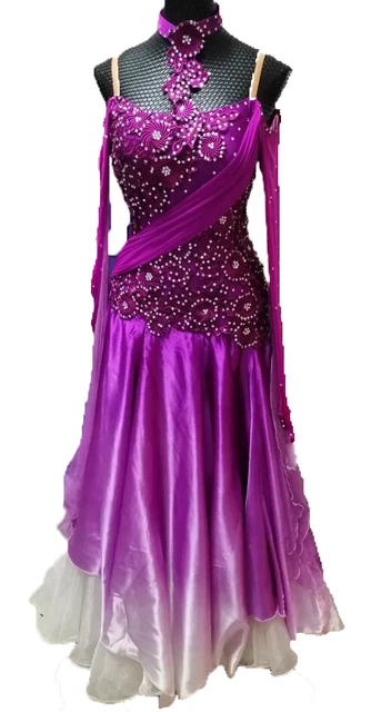 SB013 Hot sale Tango dance Dress bust 34" Waist27" Hip 35" Length 49"purple