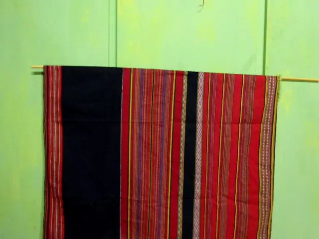 IFUGAO BANAUE Tessile Vintage Tessuto a Mano Righe Nero Rosso Giallo -