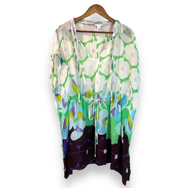 DVF Diane Von Furstenberg Zaila Pop Meadow Print Kimono Coverup Tunic Size S