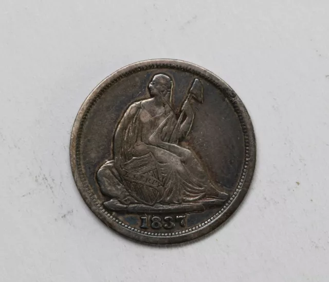 1837 Liberty Seated Silver Half Dime - Small Date, No Stars