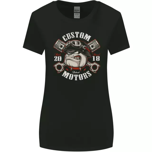 T-shirt personalizzata moto biker donna bulldog taglio più largo