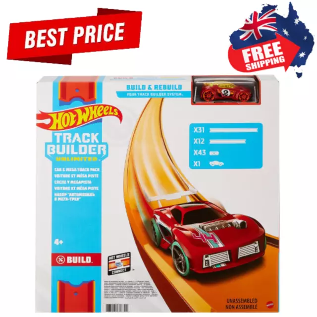 KIDS CHILDREN HOT Wheels Car Mega Track Builder Car Pack Extension 86+  Track Pcs $42.95 - PicClick AU