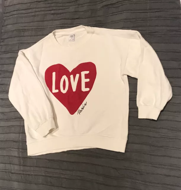 Maglione bambina Zara ""Love Paris"" età 10 bianco