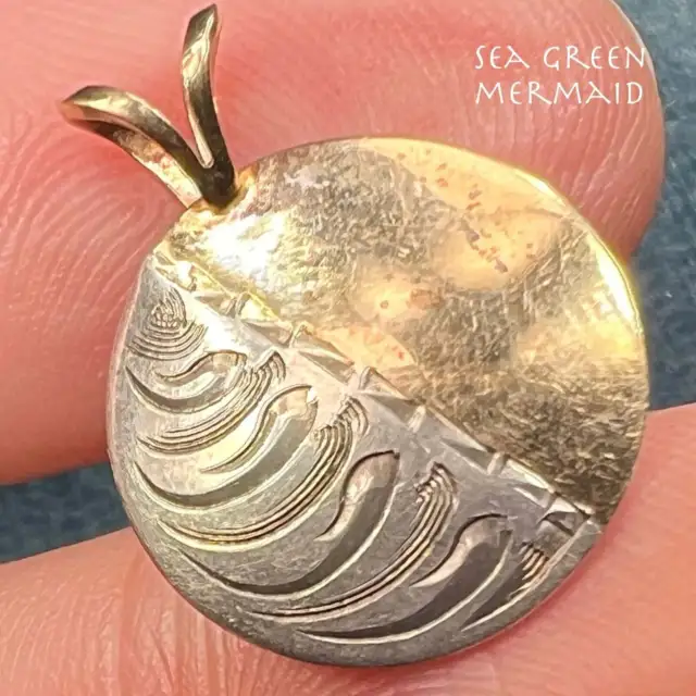 14k Gold + Silver Lunar Phases Half Moon Pendant