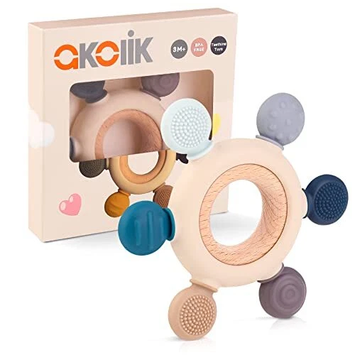 akolik Anneau de dentition pour bébé, en silicone pour jouet de dentition, acces