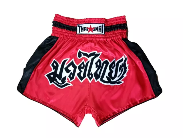 Muaythai Shorts Kickboxing Shorts Muay Thai Mma UFC Costume Gym Red Black Satin