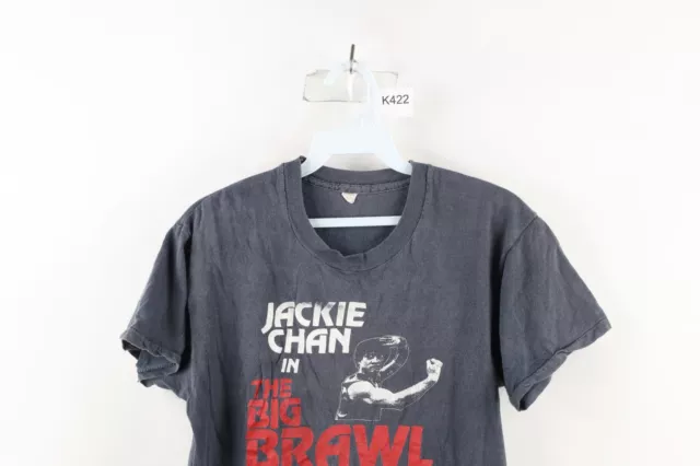 Vintage 80s Mens Small Thrashed Jackie Chan In the Big Brawl Movie T-Shirt USA 2