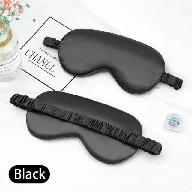 Luxury Pure Organic Satin Silk Eye Mask Soft Relax Travel Sleep Blindfold Black