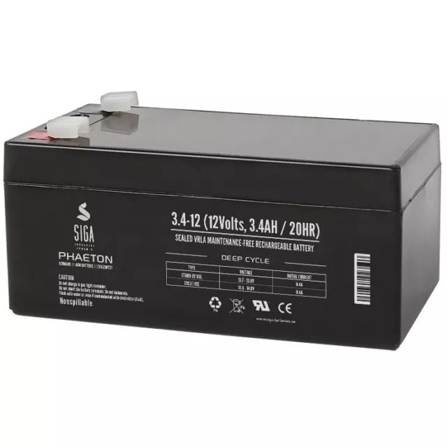 Blei GEL Akku 3,4AH 12V AGM Batterie ersetzt 3,2Ah 3,3Ah 3Ah 12Volt ZYKLENFEST