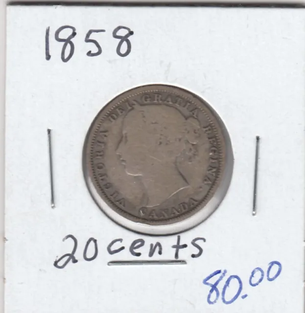 1858 Canada Twenty Cent Silver Coin
