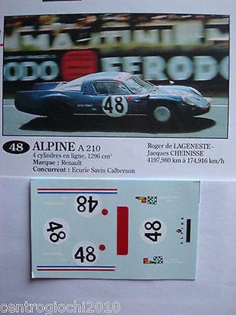 Décalcomanies 1:43 Lotus 47 Europa #46 Le Mans 1967 - Neuf, Marque ALO Decals, Fabrication Française
