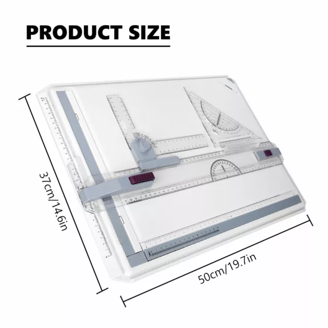 A3 Drawing Board Table with Parallel Motion and Adjustable Angle Drafting Kit 2