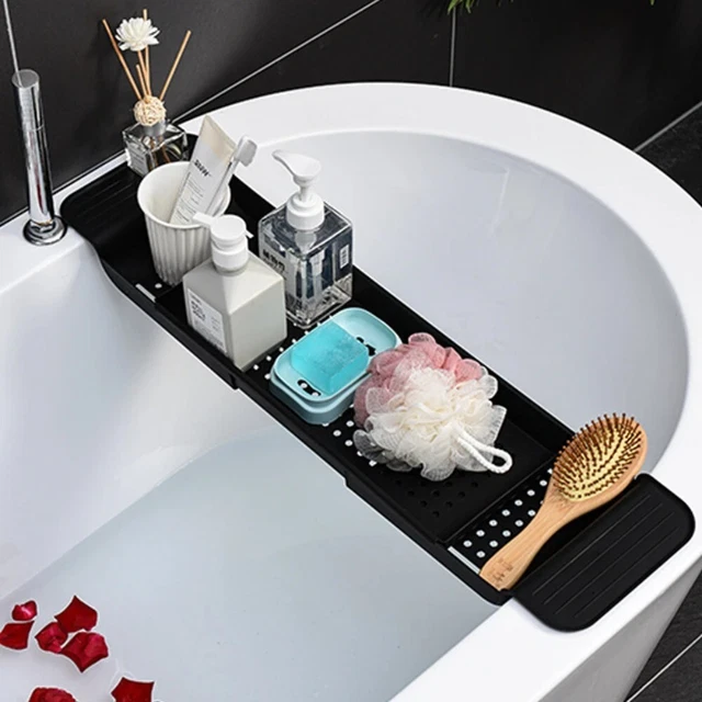 Organizador de almacenamiento de ducha extensible estante de bañera bandeja soporte para libros