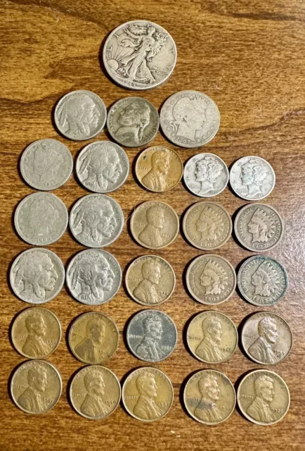 Starter Coin collection mix lot of 29 old U.S. coins with 5 Silver Coins Lot 2