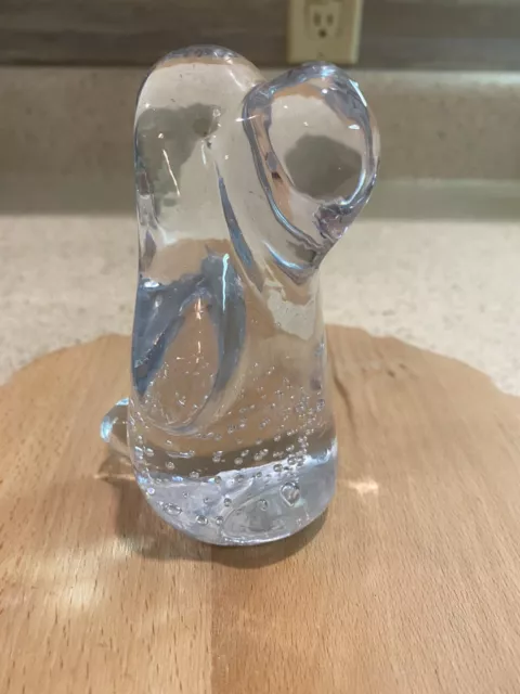 Leonard TOWLE Glass Hound Dog Paperweight Controlled Bubble Art Glass Vintage