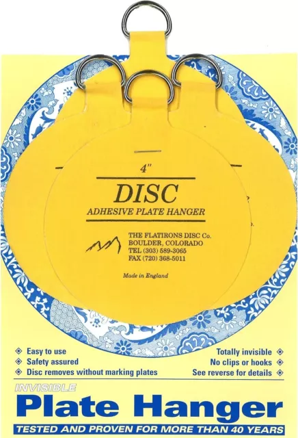 Invisible English Disc Adhesive Large Plate Hanger Set (4-4 Inch Hangers)
