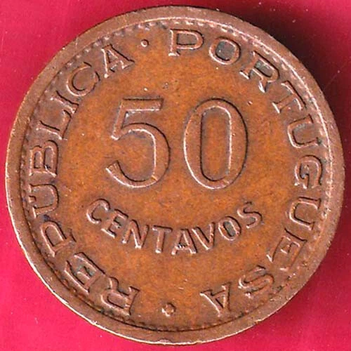 Portuguese India Goa 50 Centavos Angola 1958 Rare Coin #Y28