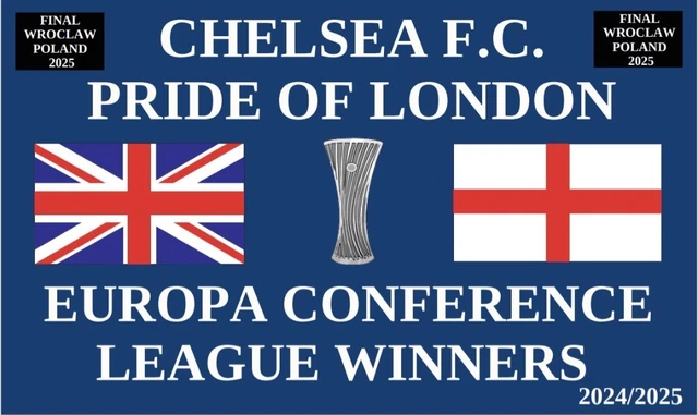 CHELSEA FC EUROPA Conference League Winners 2024/2025 Flag 5x3ft £14.23 ...