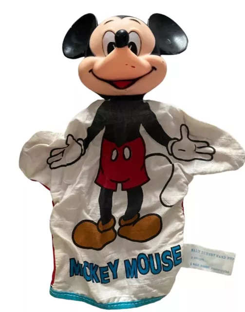 Vintage 50s Mickey Mouse Hand Puppet Walt Disney Productions 9" Vinyl Head
