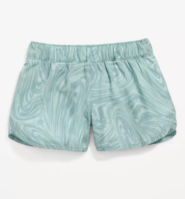 Old Navy Kid Girls Size Medium (8) Dolphin Hem Run Shorts .. NWT $15 Green Swirl