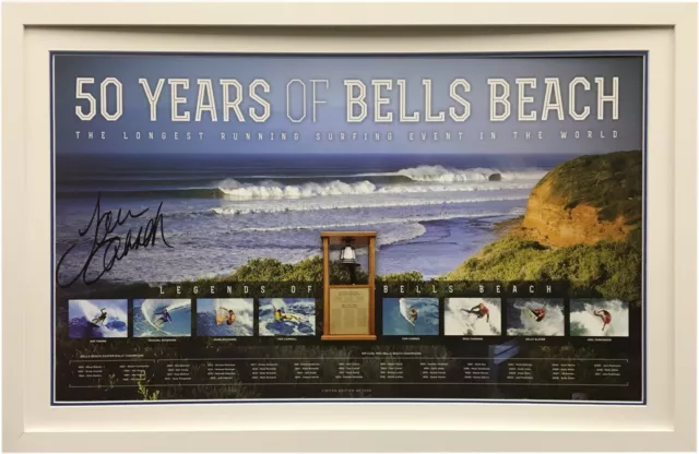 “50 Years Legends Of Bells Beach” Print Signed Tom Carroll Framed Photo Proof