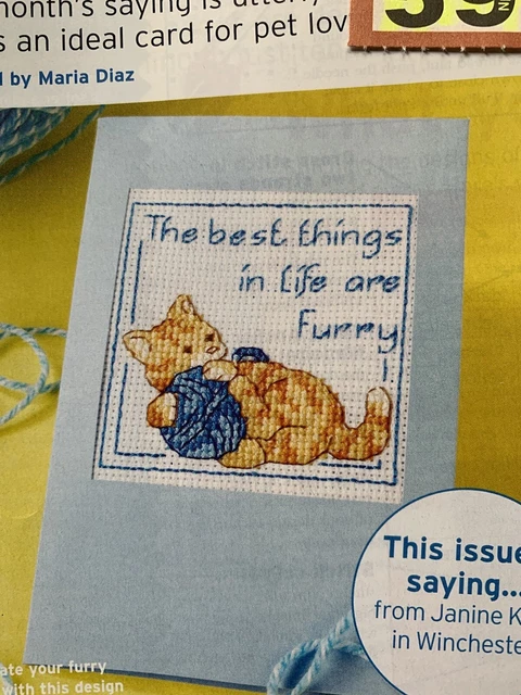 Stitcher’s Sayings The Best Things In Life Are Furry Cat Cross stitch Card chart