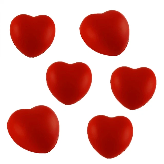 Paquete de corazón de espuma exprimible para alivio del estrés de seis (6) envío gratuito calidad y