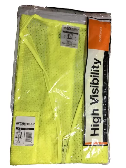 High Visibility Safety Vest ML Kishigo Yellow Zippered Reflective Size 2XL