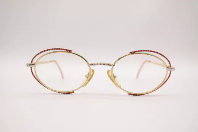 Vintage Brille 755 Or Argent Cuivre Ovale Lunettes Monture NOS
