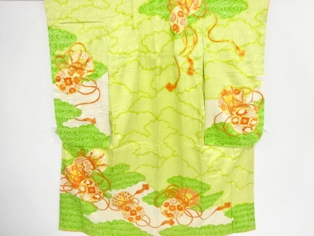 40466# Japanese Kimono / Antique Kimono For Girls / Embroidery / Drum