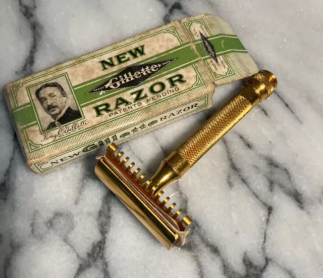 New Gilette Razor Patents Pending 1920 in original cardboard box 