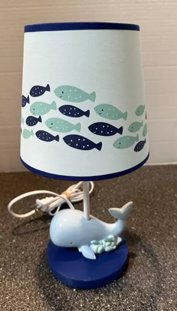 Lambs & Ivy Oceania Collection Blue Whale Ocean Sea Nautical Nursery Lamp 15"