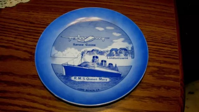 Queen Mary Long Beach California Spruce Goose Howard Hughes Souvenir Plate