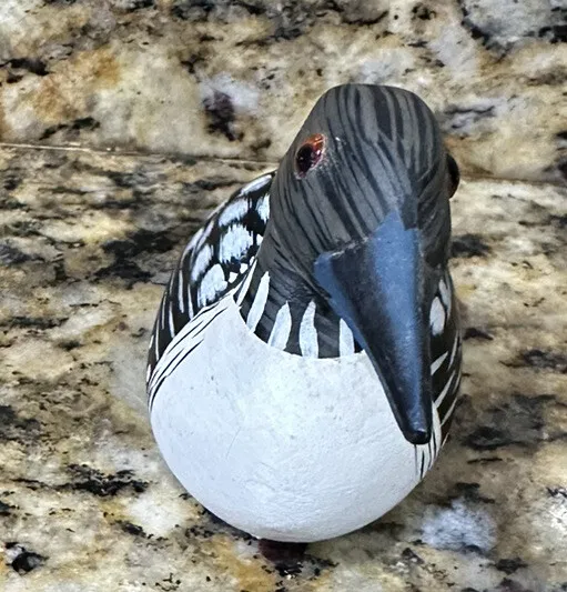 minature wooden Loon, 4 inches long, 2 1/2 inches tall, hand painted