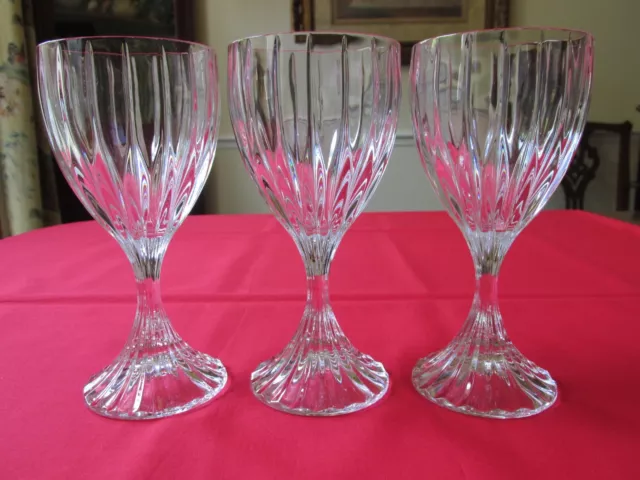 Set of 3 Mikasa Crystal Germany PARK LANE Ribbed Stem Wine Glasses 6 3/4" A