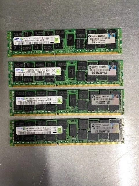 (QTY OF 8) 128GB HP / SAMSUNG16GB 2Rx4 PC3L-10600R SERVER MEMORY P/N: 628974-081