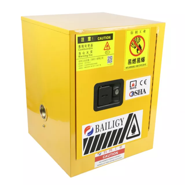 4 Gallon Fireproof Safety Storage Welded Cabinet Bin Flammable Liquid Storage