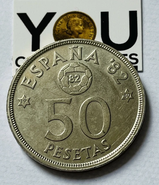 Coin - Spain - 50 Pesetas 1980 '81 Espana Football 1982 Unc - Scarce Free P&P