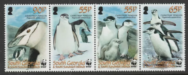 South Georgia 2008 Penguin strip SG 453a Mnh.