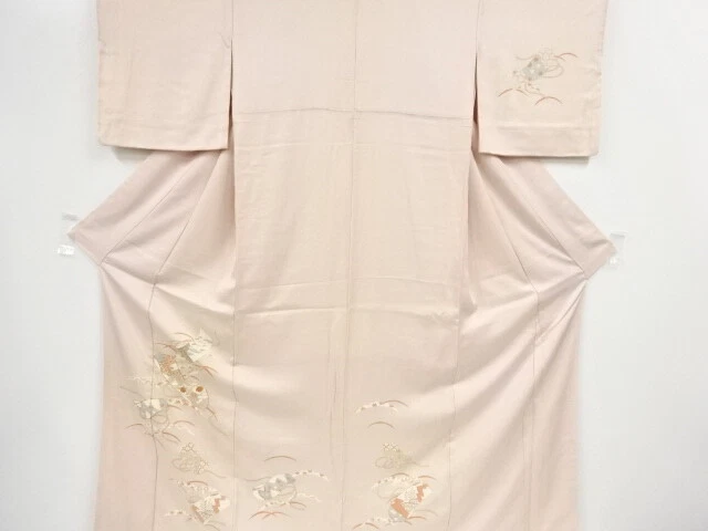 45577# Japanese Kimono / Antique Kimono / Embroidery / Floral Plants